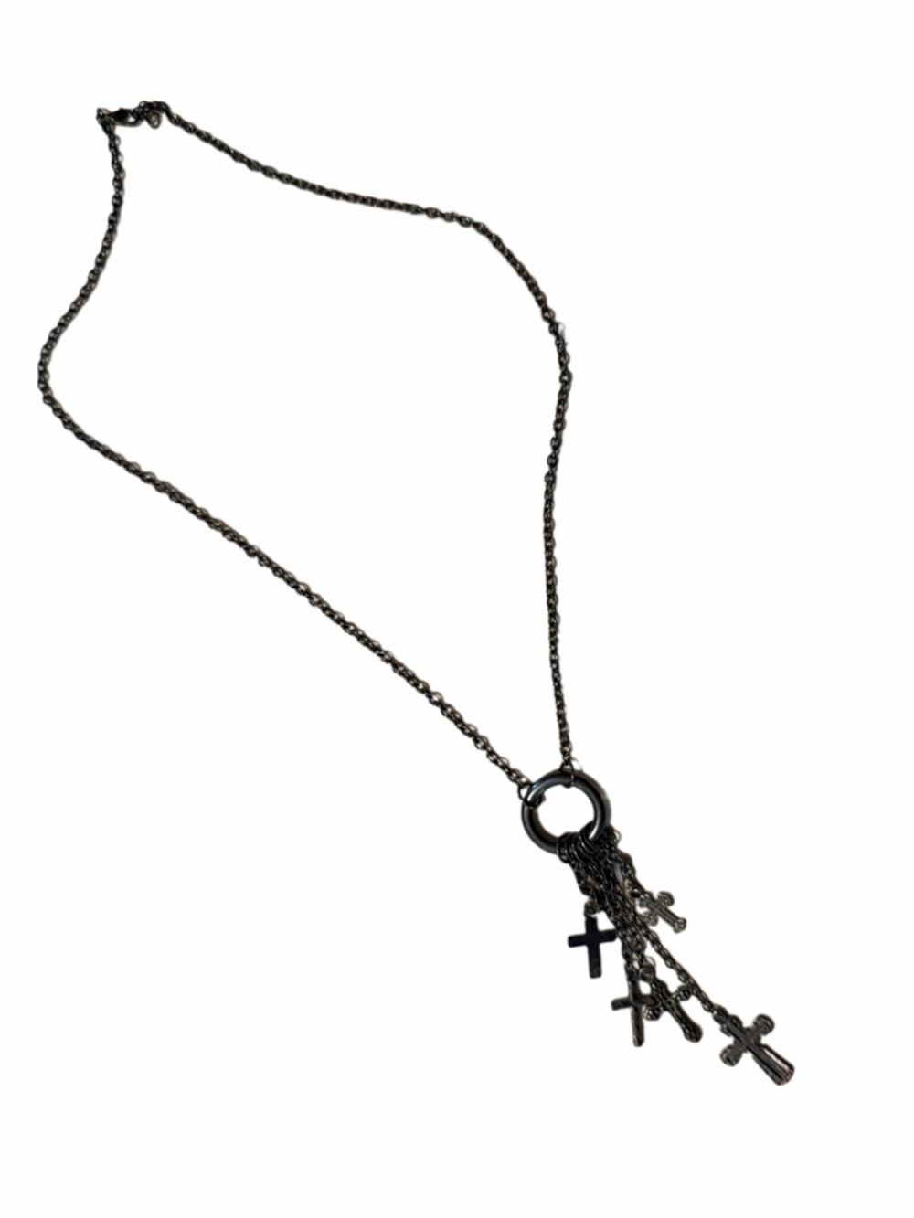 Black Cross Charm Pendant Necklace - Women Jewelry